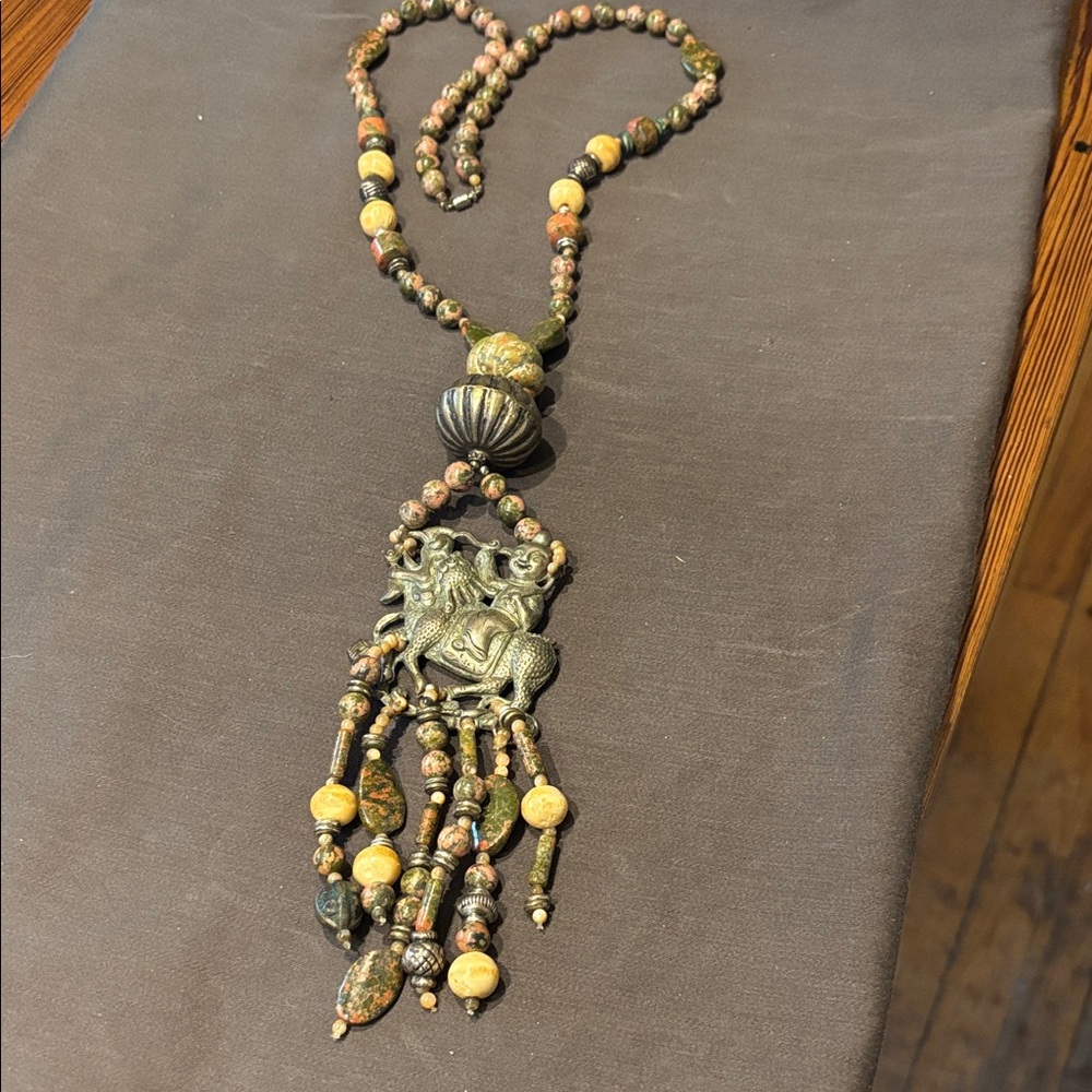 Stone and silver bead necklace.